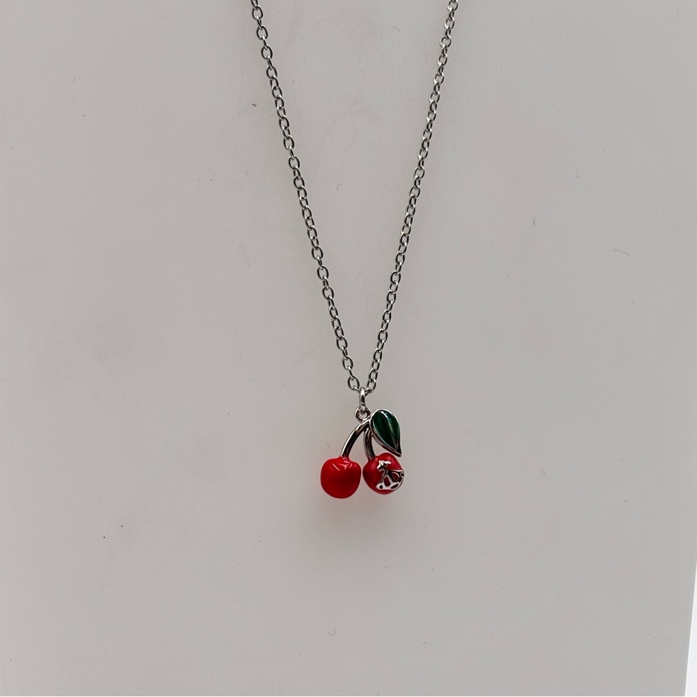 Vivienne Westwood Cherry Pendant Necklace Silver Tone Orb Charm - Picture 5 of 5
